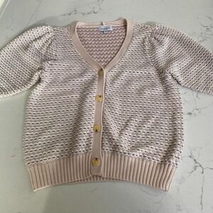 Evereve Blush Pink Waffle Knit‎ Cardigan Button Front Women's Medium